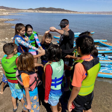 kids group paddle board lesson