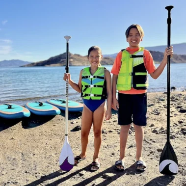 Family paddle boarding experience at Lake Mead