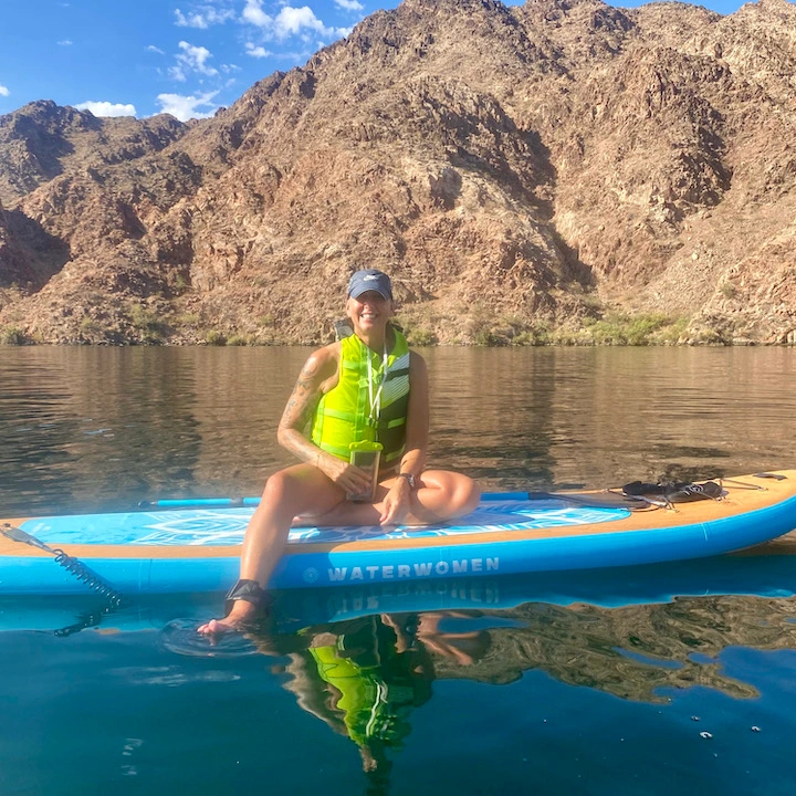 Exploring Boulder Island on a paddle board at Lake Mead